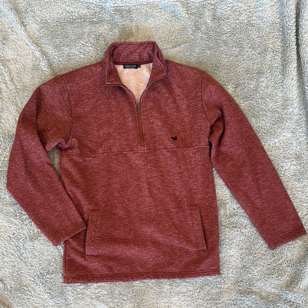 Southern Marsh Red Zip Up Sweater Plush Fleece